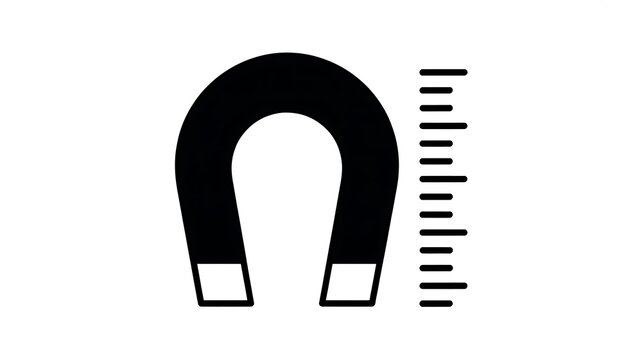 Black horseshoe magnet icon with magnetic force lines