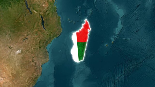 Satellite view of the Republic of San Marino territory with national flag emblem overlay