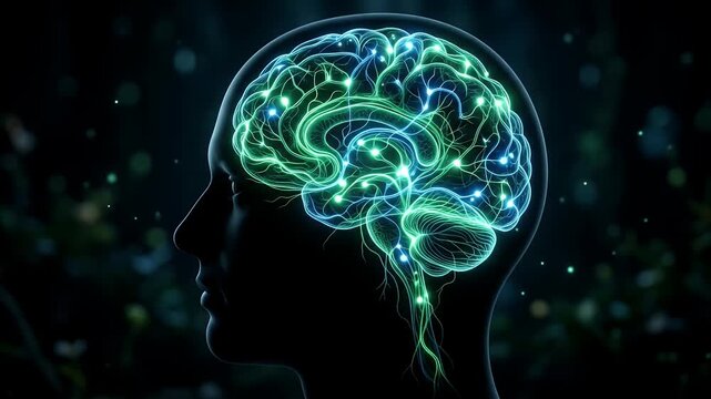 Advanced AI Human Brain Neural Network Connection Visualization