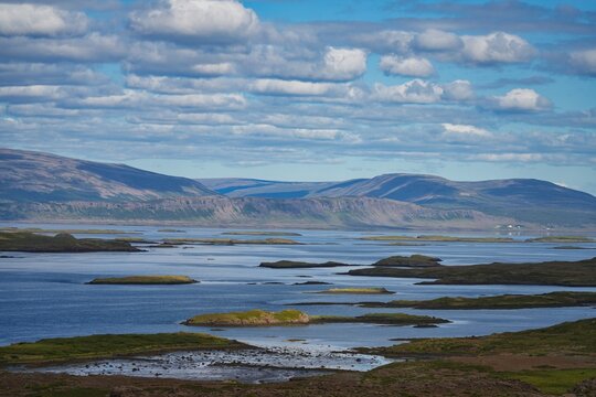 Hvammsfjordur is an L-shaped fjord in western Iceland that forms the southeastern inner extension of the larger Breidafjordur bay.