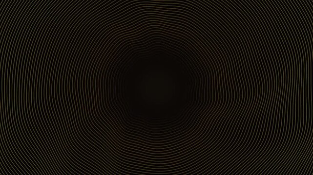 Golden ripple lines forming abstract dark motion background video footage