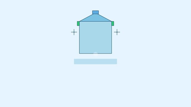 3D house construction animation with blueprints and progress