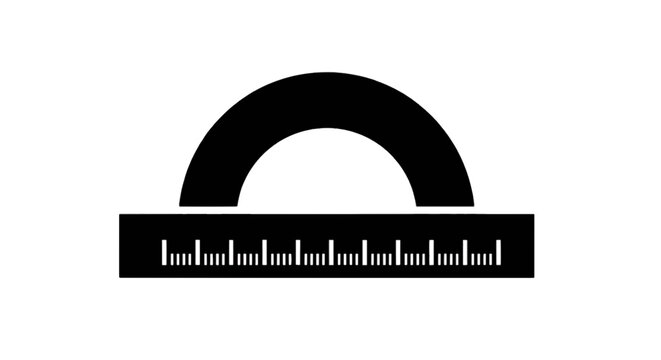 Vector illustration of protractor icon, geometry tool for measuring angles on a transparent background