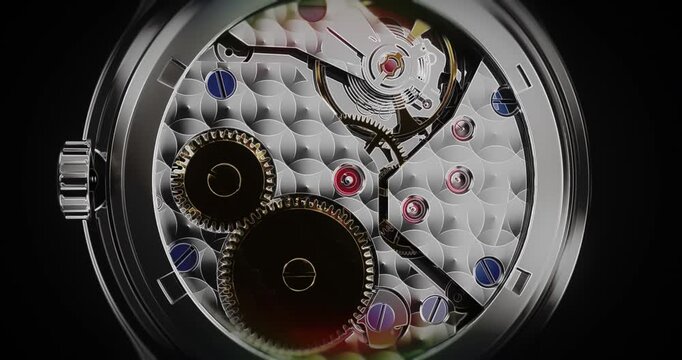 3D wireframe render slowly transforming into a detailed luxury watch movement.