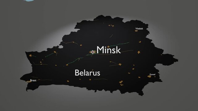 Belarus Modern Tech Map Visualization Showing Minsk and Transport Routes