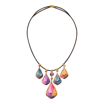 Watercolor drawing of Necklace, on clean white background