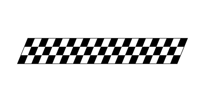 Black and white checkered racing flag stripe design element