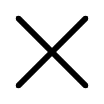 Simple black cross mark icon for delete or cancel action