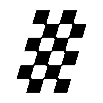 Black and white checkered flag pattern shaped like a hashtag symbol