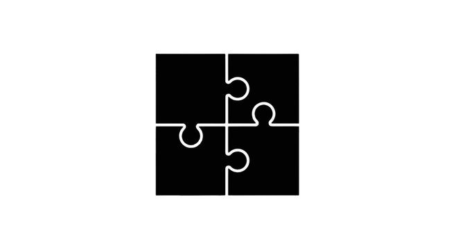 Vector illustration of jigsaw puzzle pieces icon on a transparent background