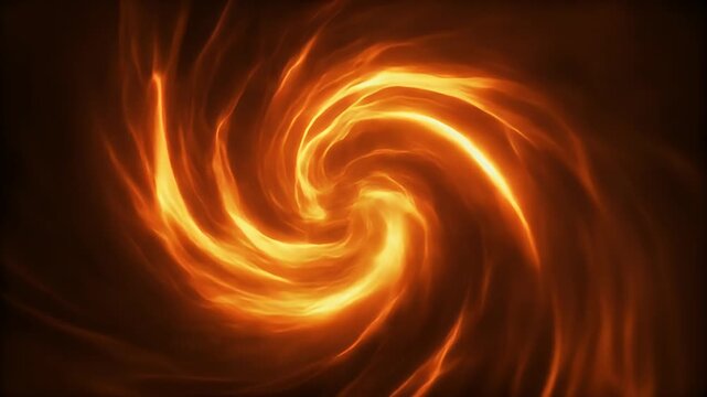 A mesmerizing spiral of fiery orange energy swirls against a dark background.