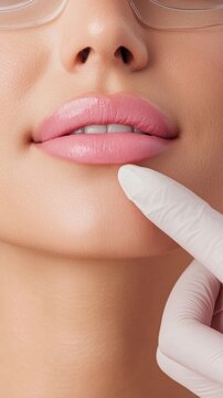 Beautiful Close-Up of a Woman's Lips with Soft Pink Lip Makeup Enhancing Feminine Elegance