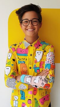 Vibrant Youthful Portrait: Playful Expression and Colorful Fashion Trends