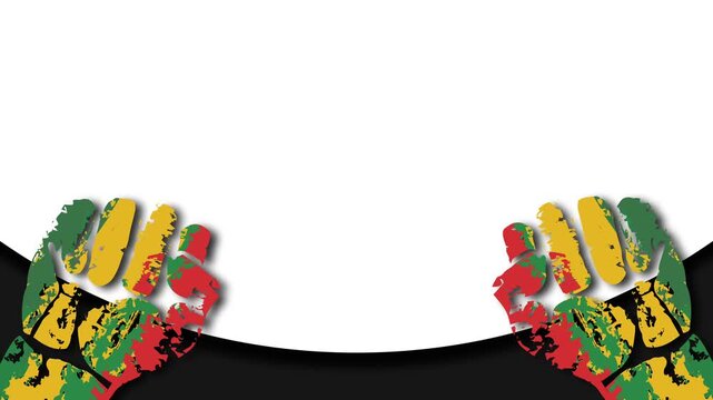 Pan African Painted Fists on White Background for Emancipation Day and Juneteenth Celebration.