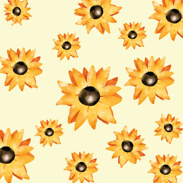 seamless pattern with sunflowers