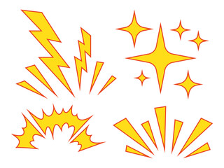 This illustration features a collection of comic or cartoon-style graphics containing a set of yellow and red visual special effect elements. © danu