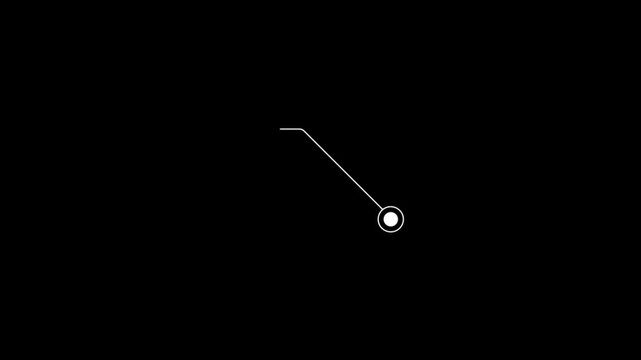 Animation of a diagonal callout title pointer indicator line overlay on a black background. Futuristic HUD dashboard UI element, digital data presentation and video infographic concept.