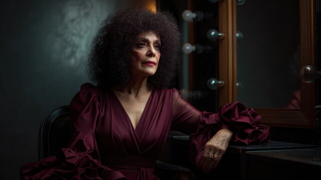 Elegant Woman in Vintage Dressing Room