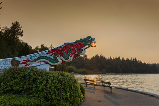 SS Empress of Japan Figurehead Replica at Sunset