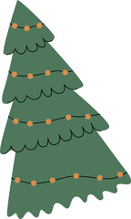 Naklejka premium Christmas Tree With Garland Cartoon