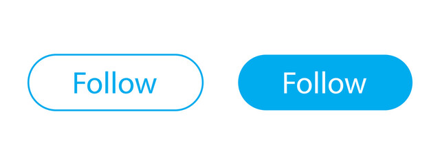 Fototapeta premium Blue follow buttons for social media websites and mobile applications with rounded corners