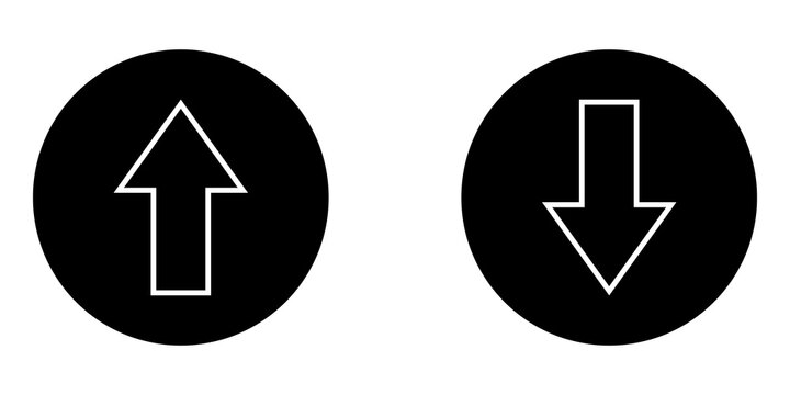 Black circle icons with up and down arrow symbols for user interface design