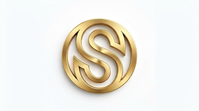 Golden circular emblem featuring a stylized letter S.