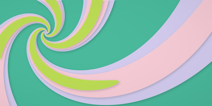 A premium smooth spiral vortex in teal and green with a flat poster feel and playful candy finish, ideal for album art.