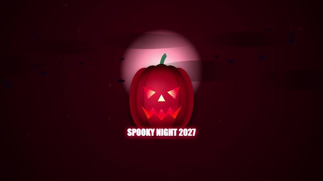Spooky pumpkin jack o lantern with glowing eyes