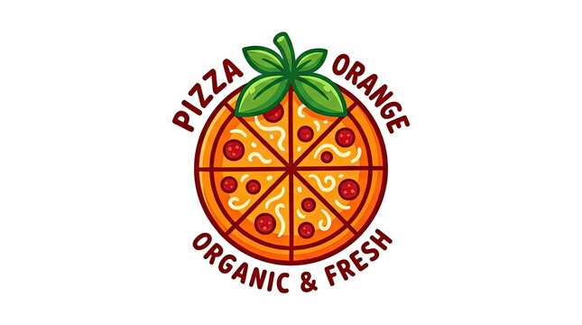 Organic pizza orange fruit fusion logo.