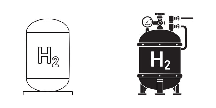 Hydrogen energy storage tank H2 gas container equipment industrial concept vector.