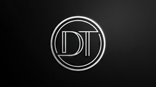 Circular DT monogram logo with geometric lines.