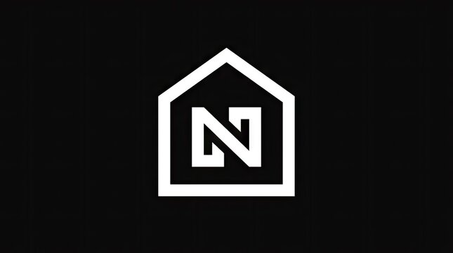 Letter N house pentagon logo.