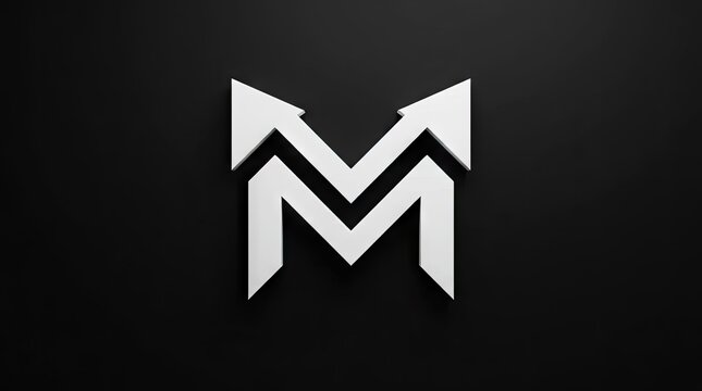 Letter M with arrows growth and direction logo