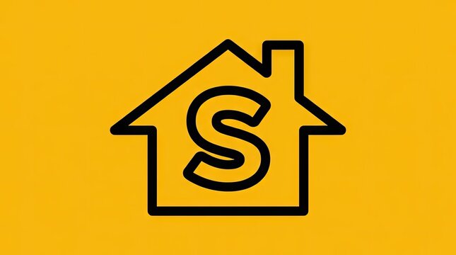 Letter S house outline yellow.