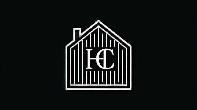 Line art house logo with HC letters inside