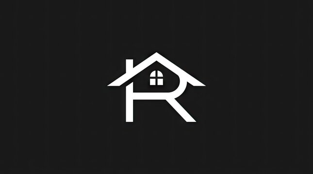 Letter R house roof real estate symbol design
