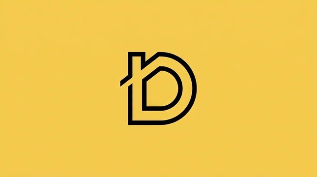 Minimalist d letter logo on vibrant yellow background.