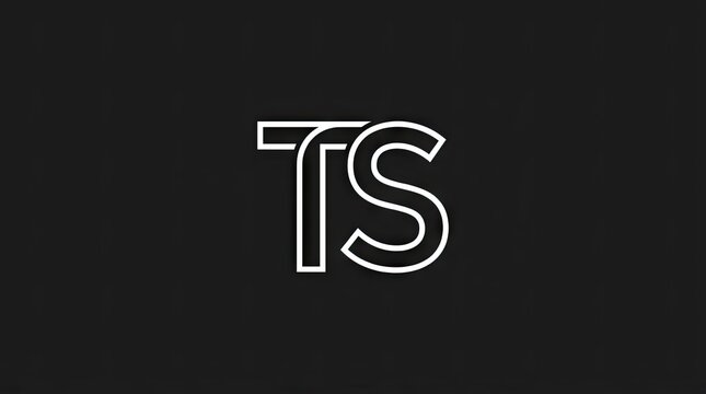 Minimalist TS outline letter logo on black background.
