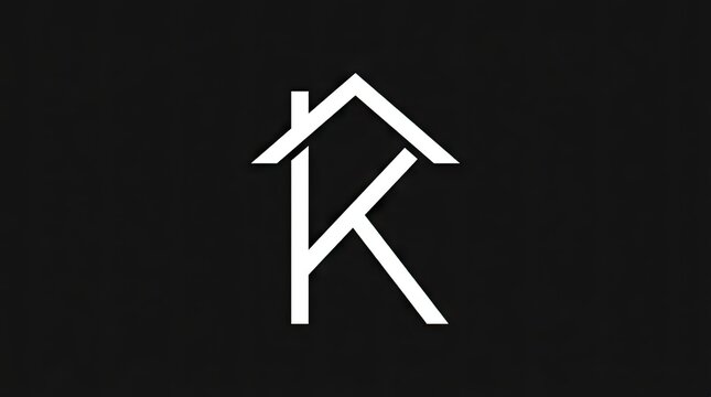 Thin line house letter K monogram logo.