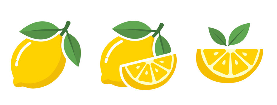Fresh Lemon Fruit and Slice Collection Vector Set