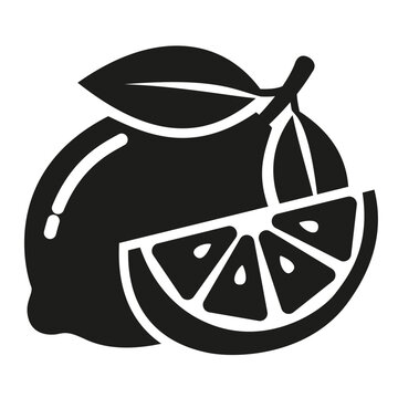 Black Lemon Fruit and Slice Silhouette Vector Icon