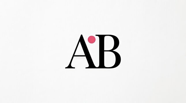 AB serif letter logo with pink accent.