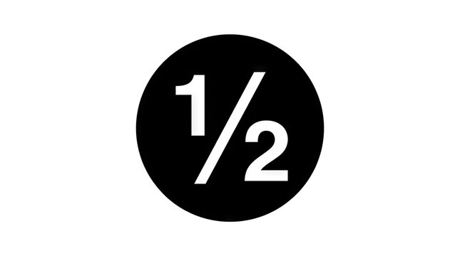Black circle logo featuring white 1/2 fraction symbol.