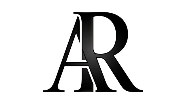 Black AR serif monogram initials logo design.