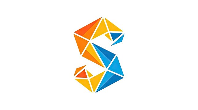 Colorful low poly geometric letter S logo.