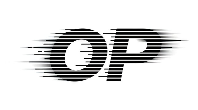 Italicized black OP monogram logo with speed lines.
