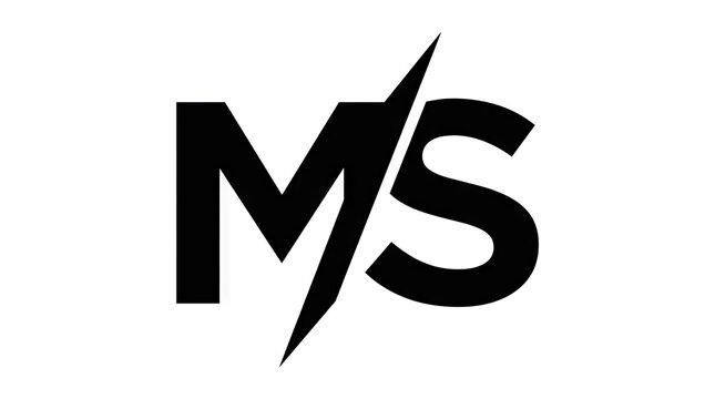 Modern black MS letter logo with sharp slash.