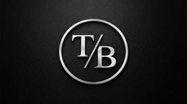 Silver TB monogram circle on dark gray background.
