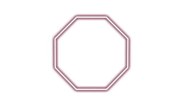 Red glowing octagon shape isolated on transparent background